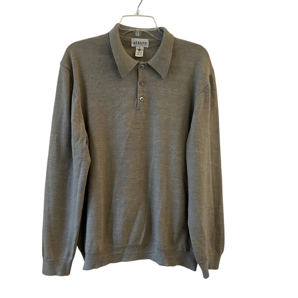 Men's Alfani Merino Wool Made in Italy Long Sleeve Polo XL Sweater Lightweight